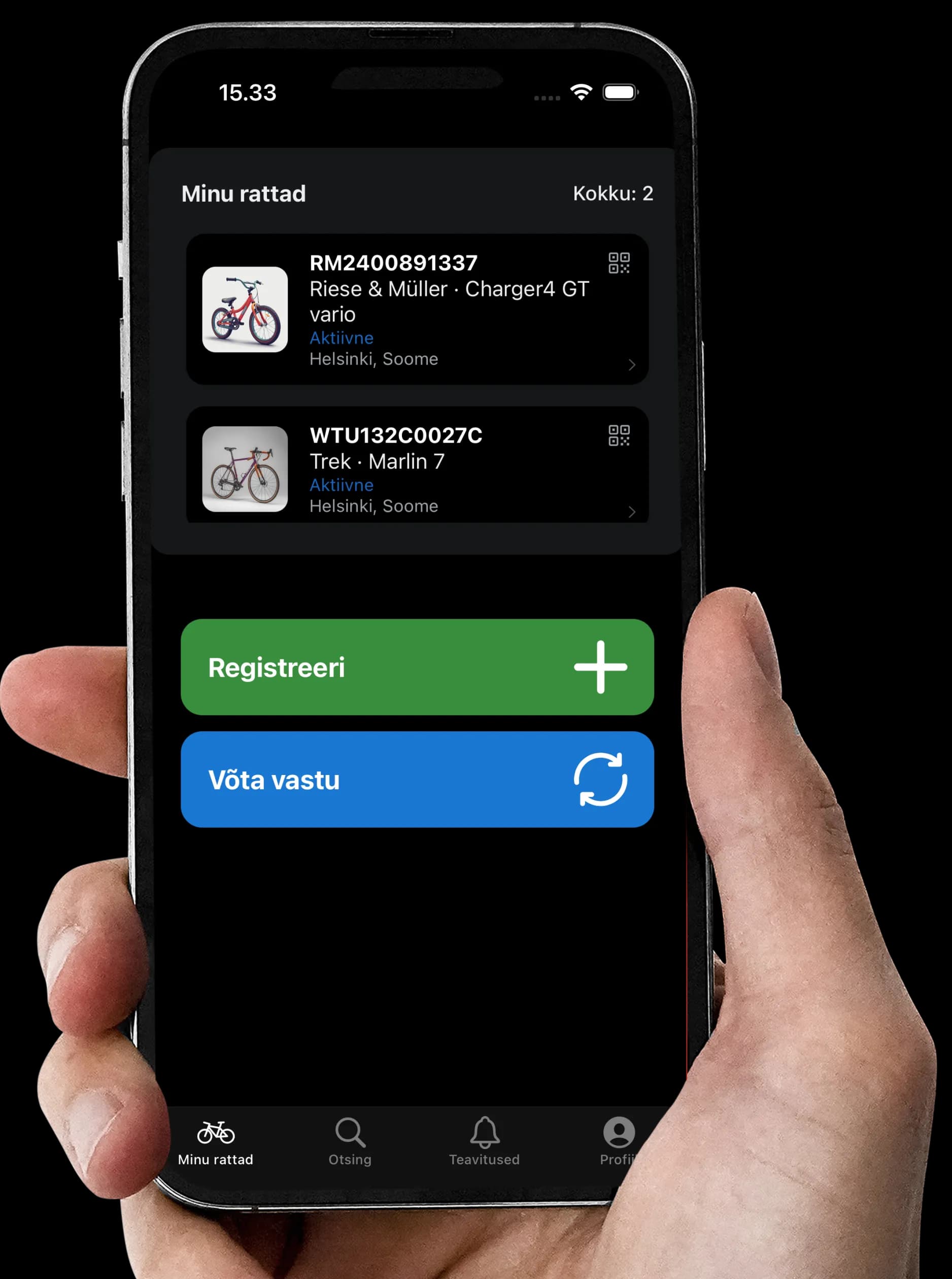 Rattaregistri mobiilirakendus — registreeri ja kaitse oma jalgratast