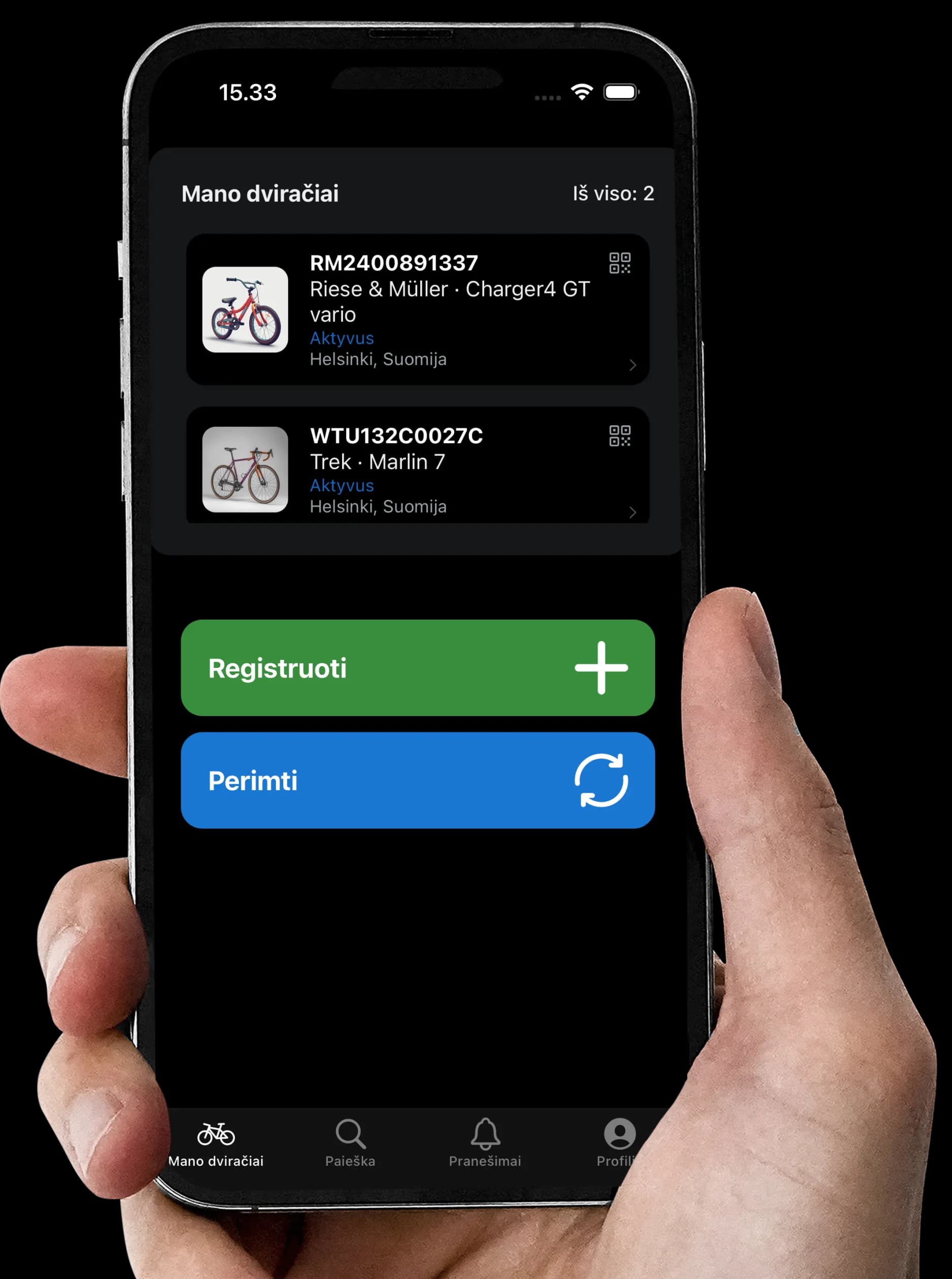 Dviračių registro mobili programėlė, užregistruok ir apsaugok savo dviratį